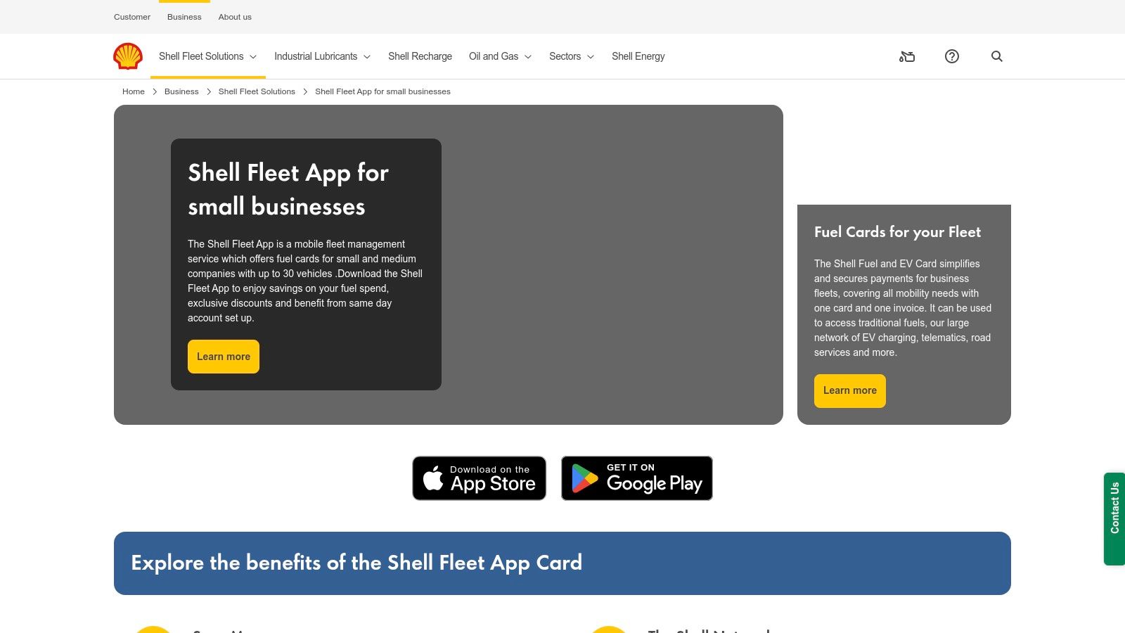 Shell Fleet App Card (Shell Fleet Solutions)